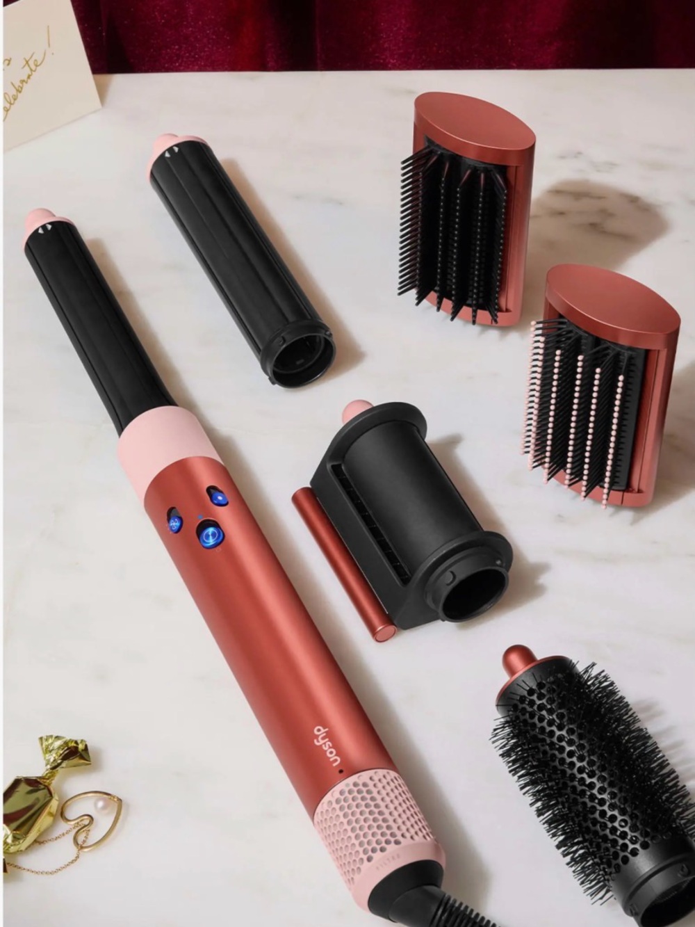 Dyson Airwrap Special Edition - Strawberry Bronze color with attachments and box